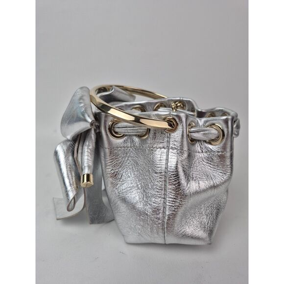 Jimmy Choo Metallic Silver Micro Bon Bon Top Handle Bag - Picture 7 of 12